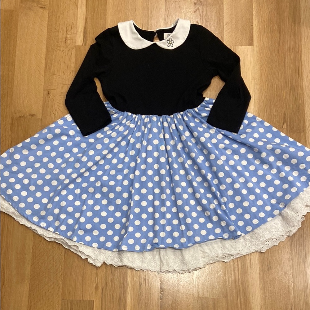 Taylor Joelle Blue Polka Dot Dress